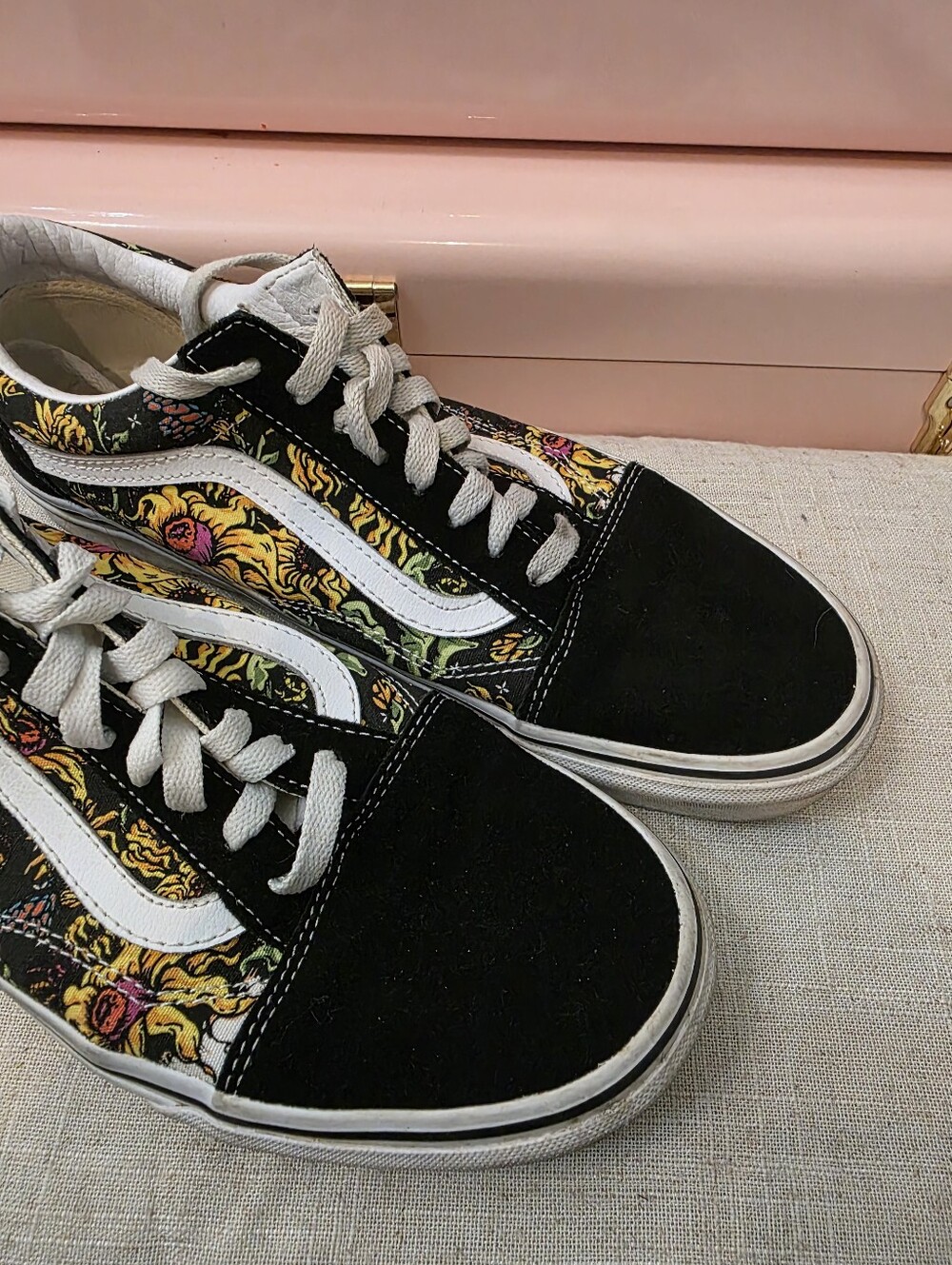 Vans Old Skool Black Canvas Low-Top Sneakers with Colorful Graphic - Picture 3 of 7